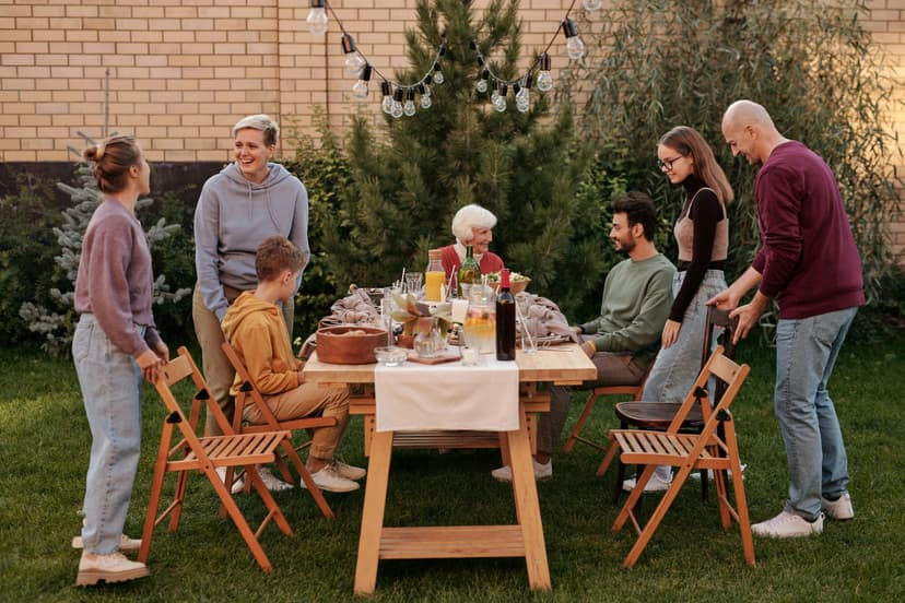 Family gathered around dinner table