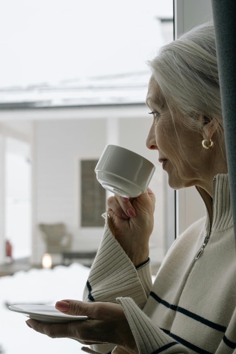 Senior woman enjoying coffee